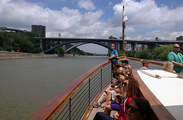 Bow of Manhattan with private Architectural Boat Tour customers