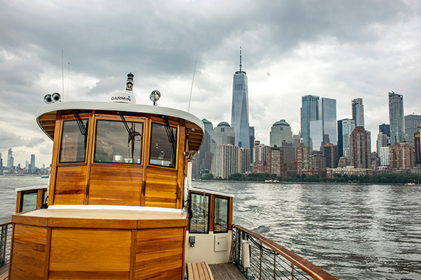 a landscape view of the city, from aboard the yacht manhattan