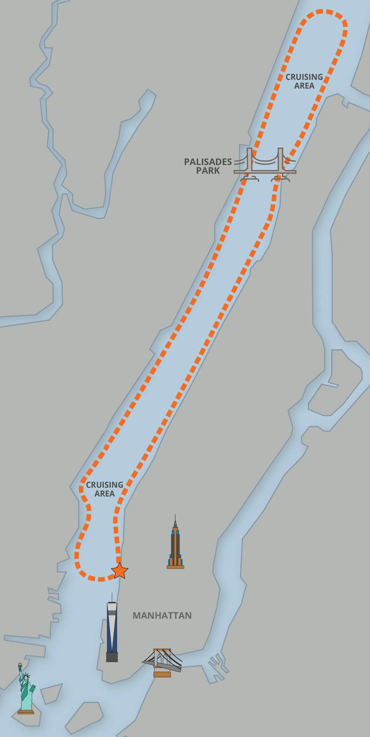 Map of the Hudson River of the cruise for Fall Foliage