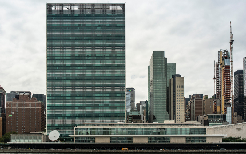 United Nations Building from the perspective of the water