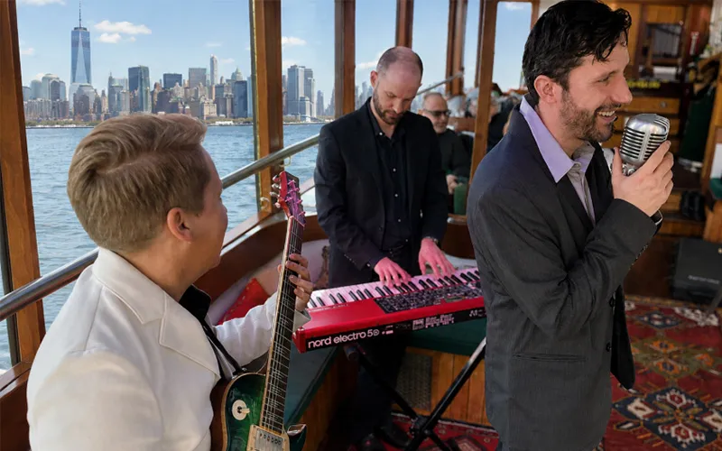The people jazz band singing on a boat