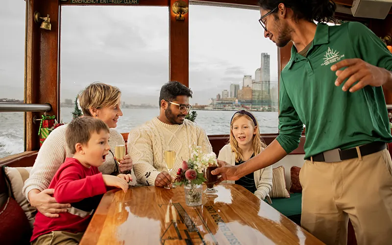 Family on a boat in NY Harbor