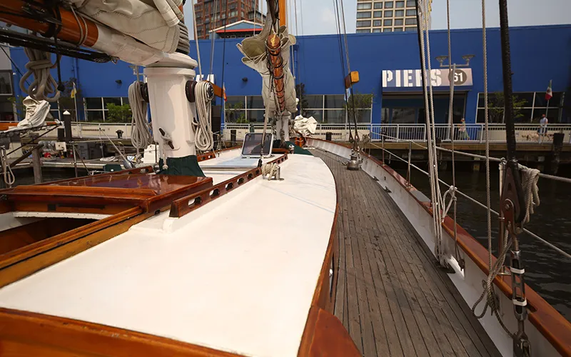 The forward deck of schooner Adirondack
