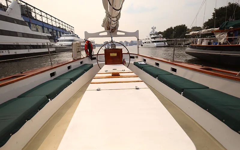 The cockpit of Schooner Adirondack