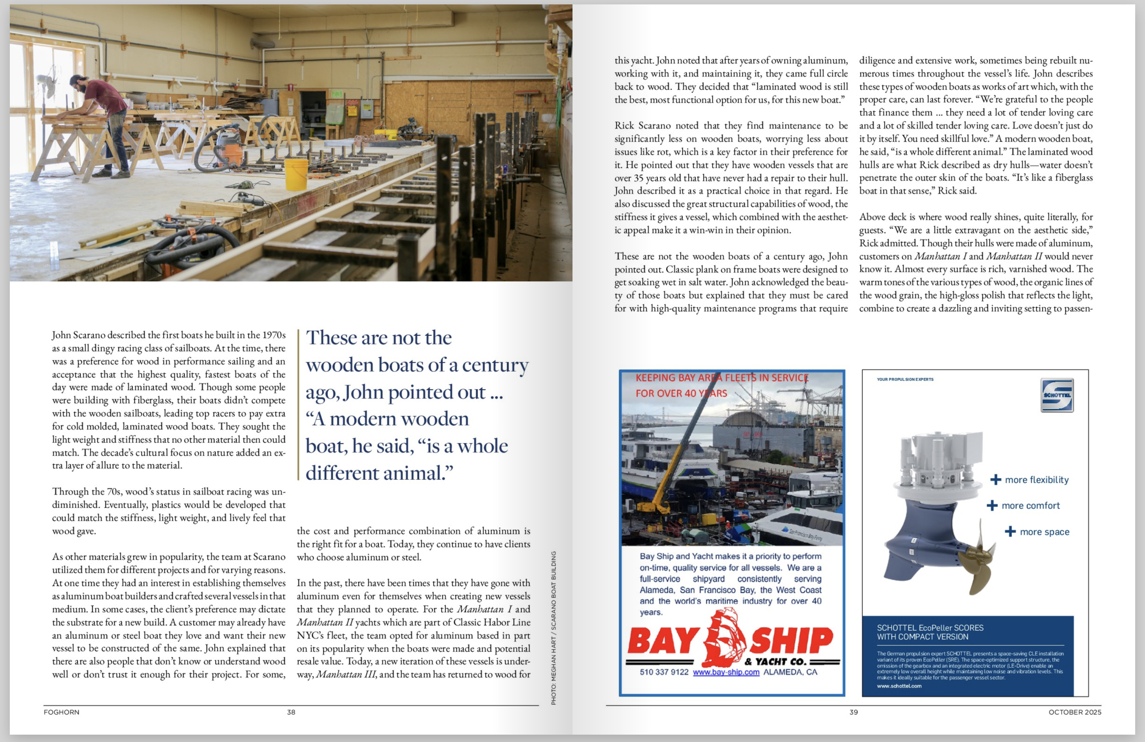 Screenshot 2025-11-20 at 12.17.43 Article page from Foghorn Magazine highlighting Scarano Boat Building