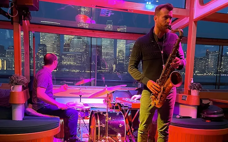 Jazz Band playing on a boat at night in NYC