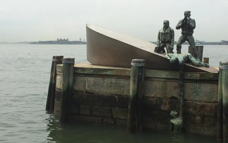 Military Monument on the waterfront in NY harbor