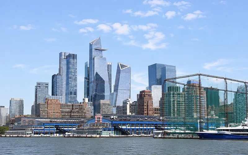 Unframed2 Chelsea Piers and Hudson Yards from the perspect of the water on a sunny day