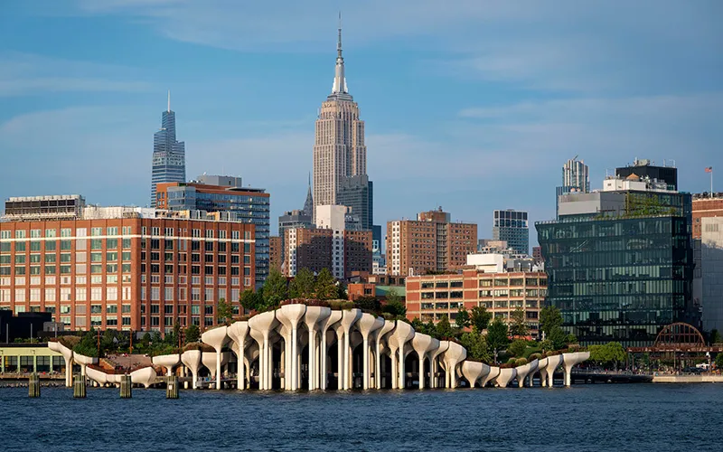 Unframmed13 Little Island and the Empire State Building from the perspective of the water