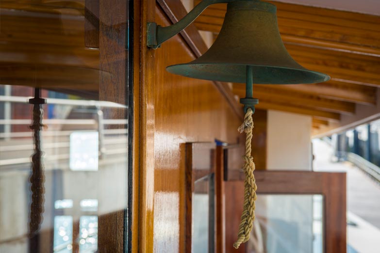 The mariners brass bell aboard the Yacht Manhattan 